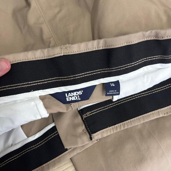 Lands‎ End Pants 14 Khaki Tan Stretch Elastic Waist Trousers Academia Neutral - Picture 9 of 12